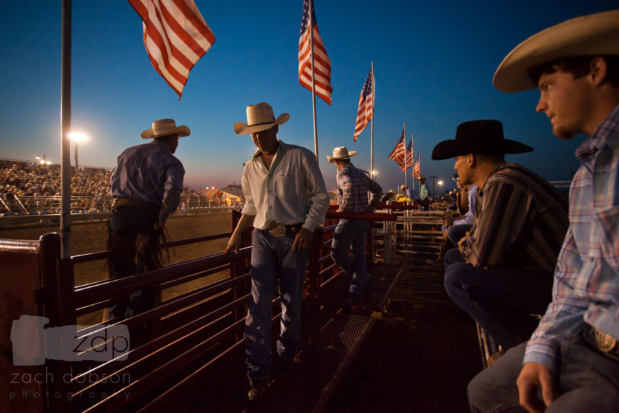 Rodeo & cowboys at dusk at the Portage County fair. Indiana Fairs & Festivals