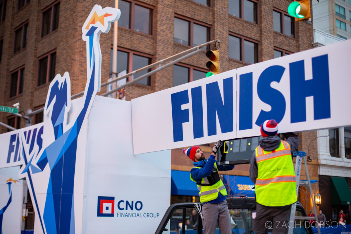 Indianapolis Monumental Marathon, 2019. preparations, finish line