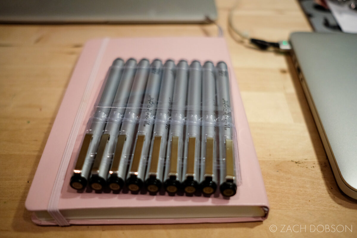 pens and journal on desktop