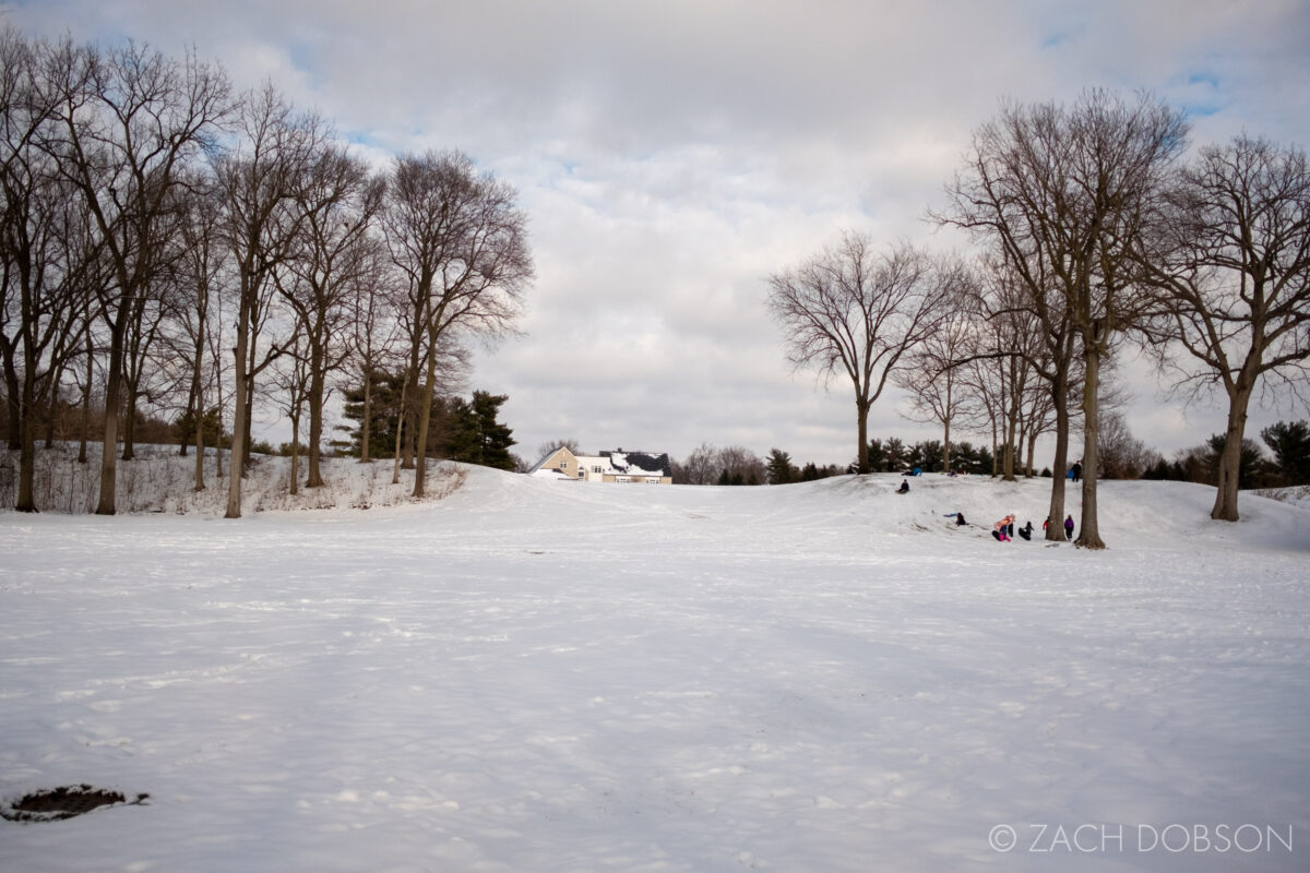 afternoon snow with shadows, midwest, indiana