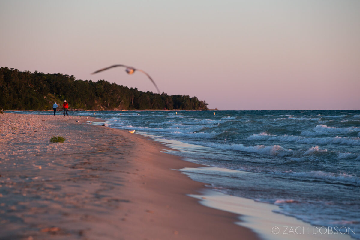 Sunrise at the beach on Lake Huron at Hoeft State Park in Rogers City, Michigan