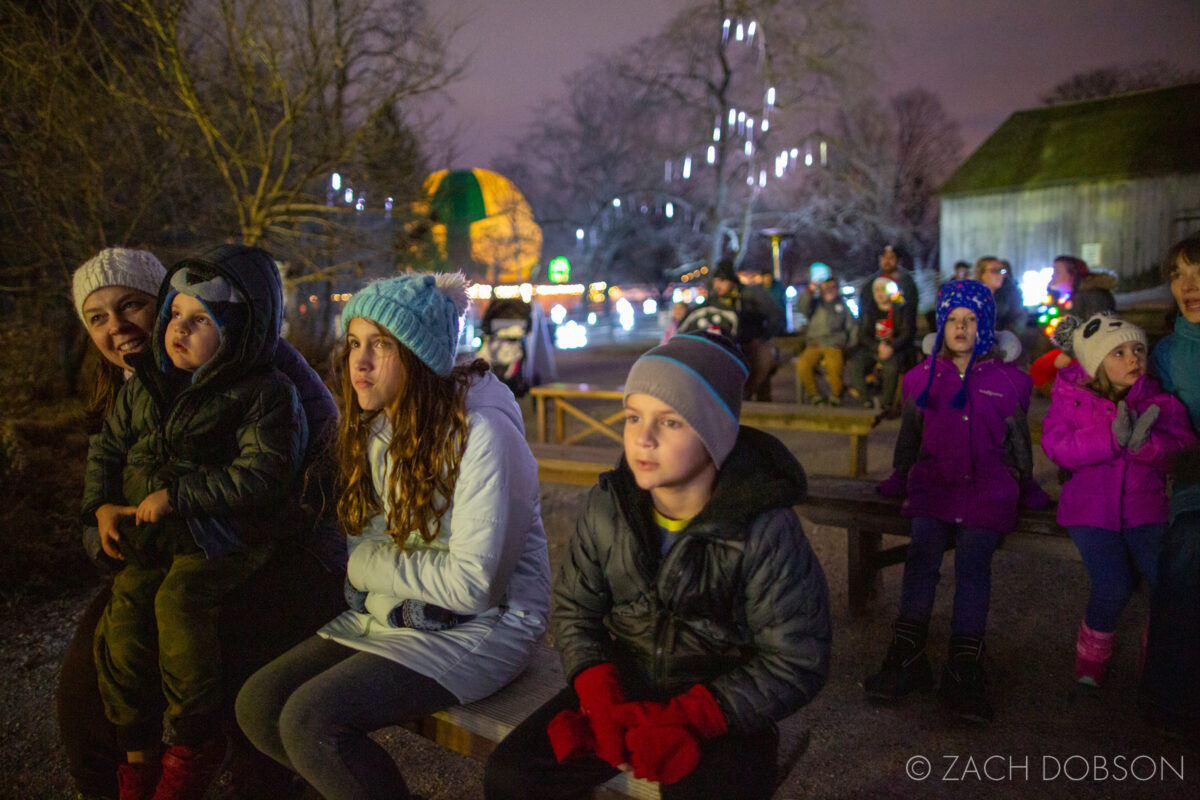 A Merry Prairie Holiday at Conner Prairie in Fishers, Indiana. Twas the night before christmas storytime projection