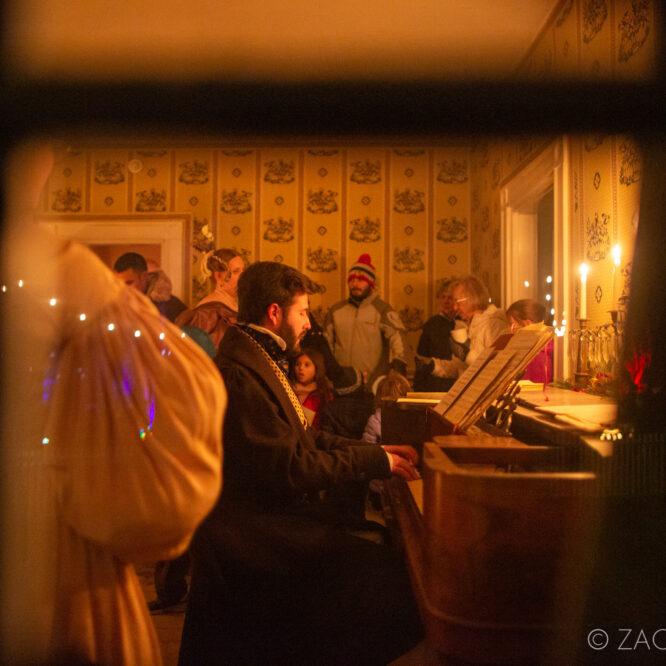 Recreating Christmastime in 1836 during a merry prairie holiday at conner prairie in fishers, indiana.
