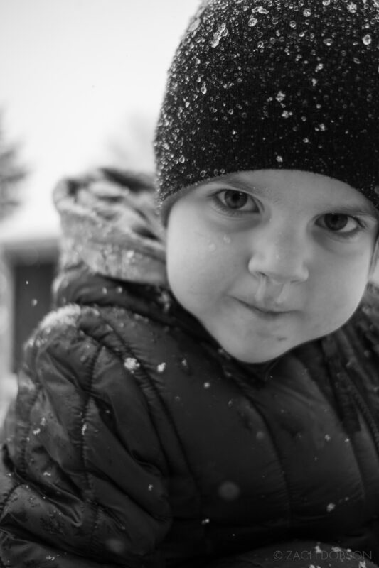 winter, playing in the snow, carmel, indiana, black & white