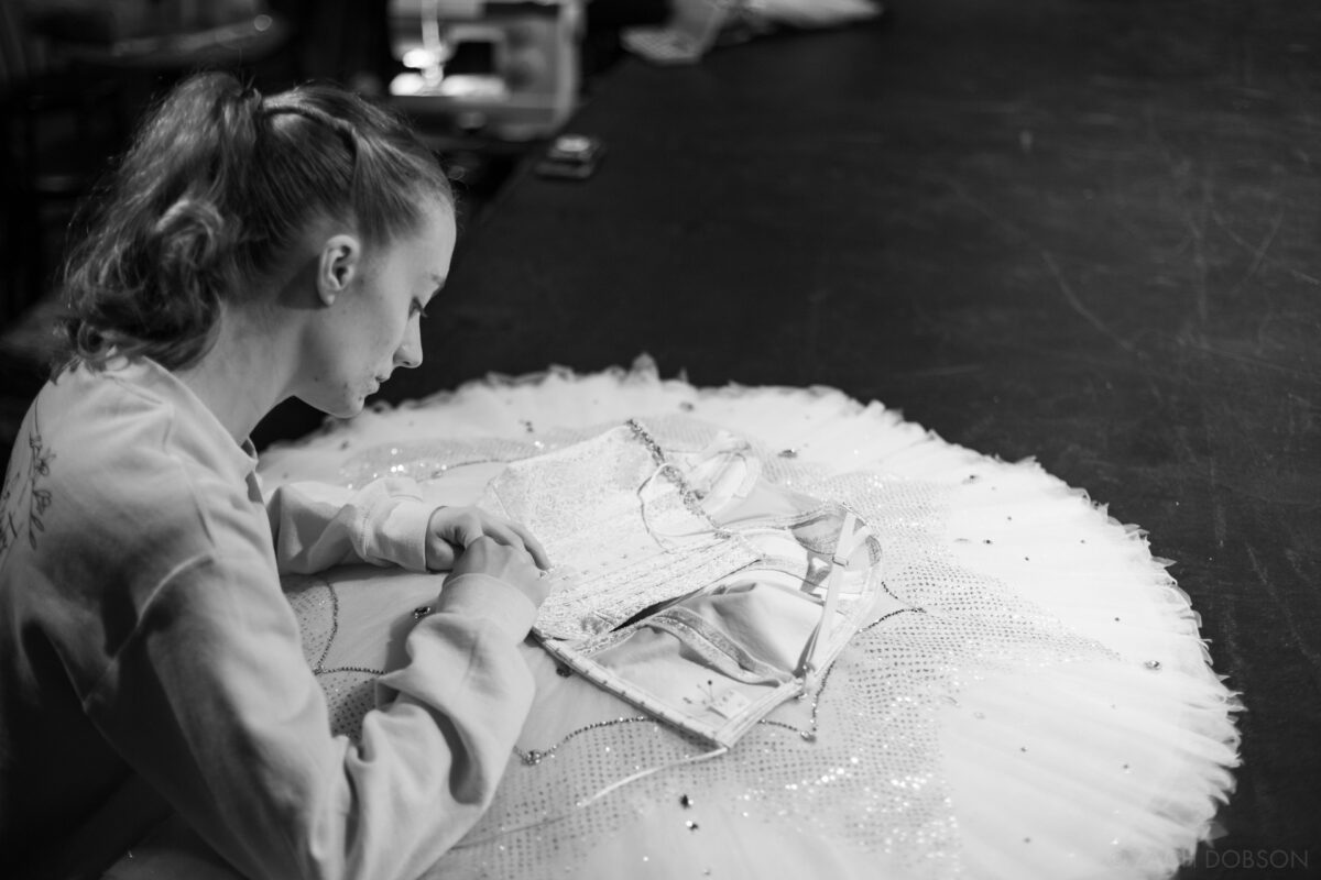 Ballet INitiative, an Indianapolis, Indiana-based dance collective sewing costumes