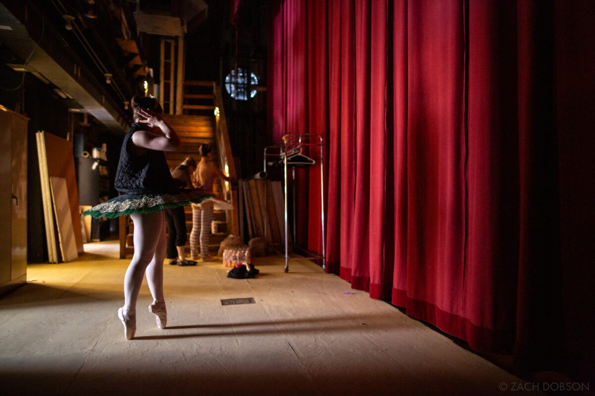 Ballet INitiative, an Indianapolis, Indiana-based dance collective backstage at Basile Theatre at the Historic Athenaeum