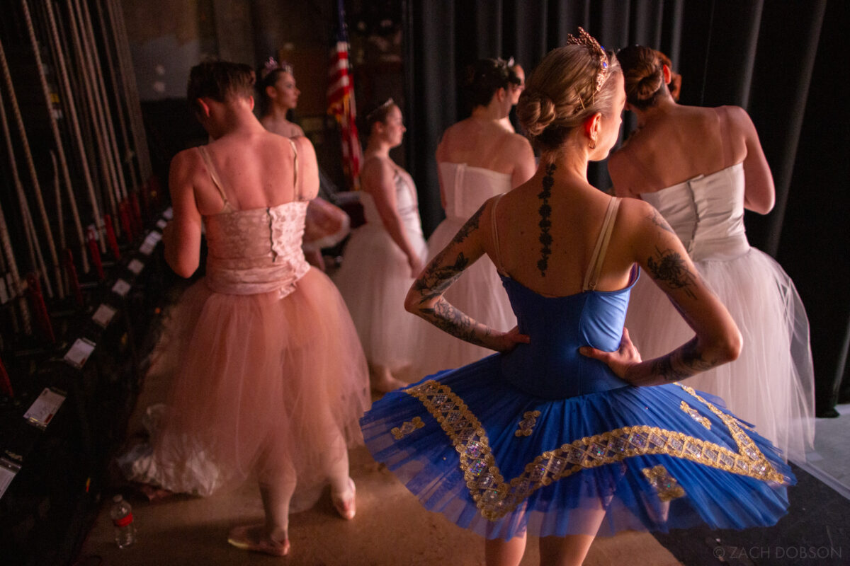 Ballet INitiative, an Indianapolis, Indiana-based dance collective backstage at Basile Theatre at the Historic Athenaeum