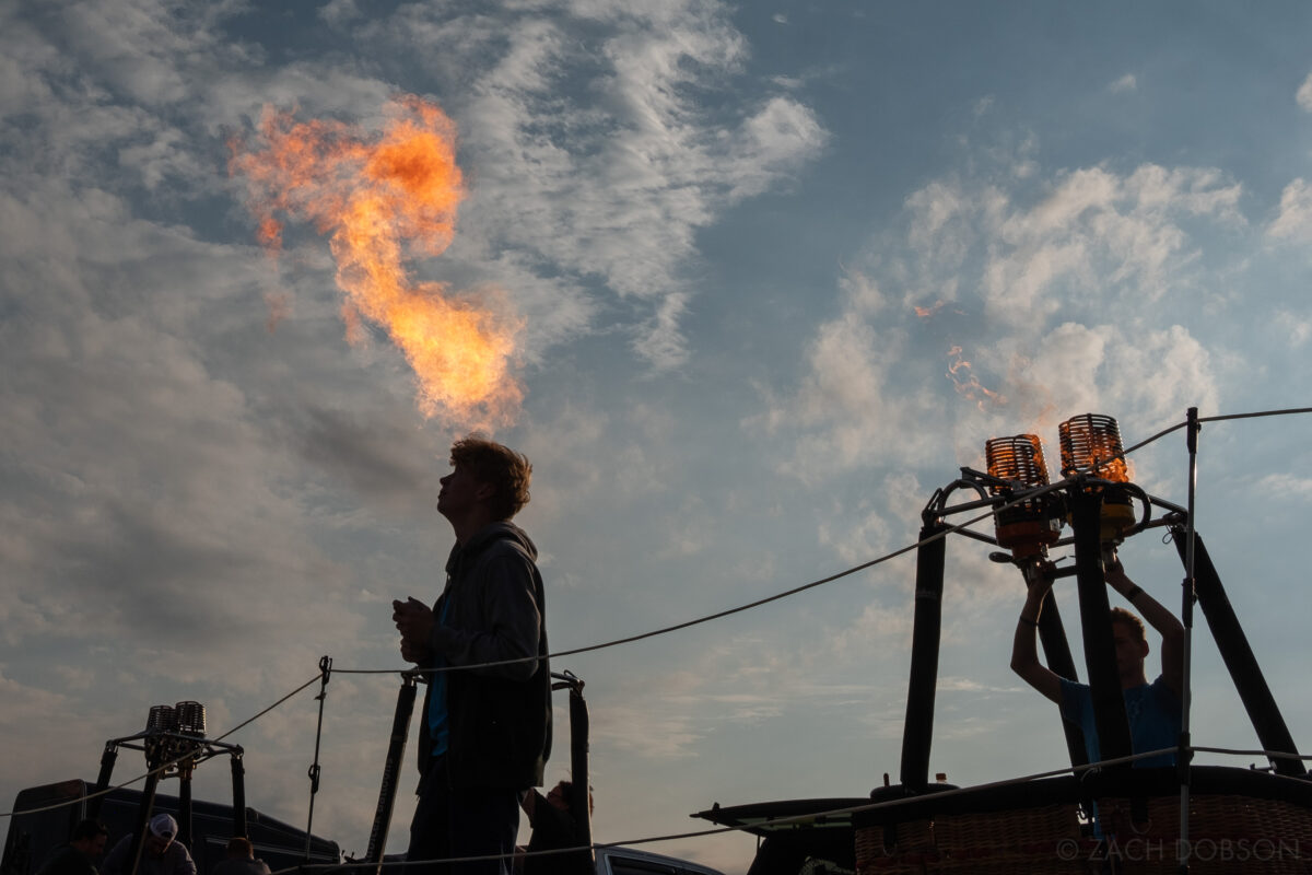 Flames from hot air balloon teams at the Jupiter Flights Balloon Festival at Conner Prairie Image: Zach Dobson Photography