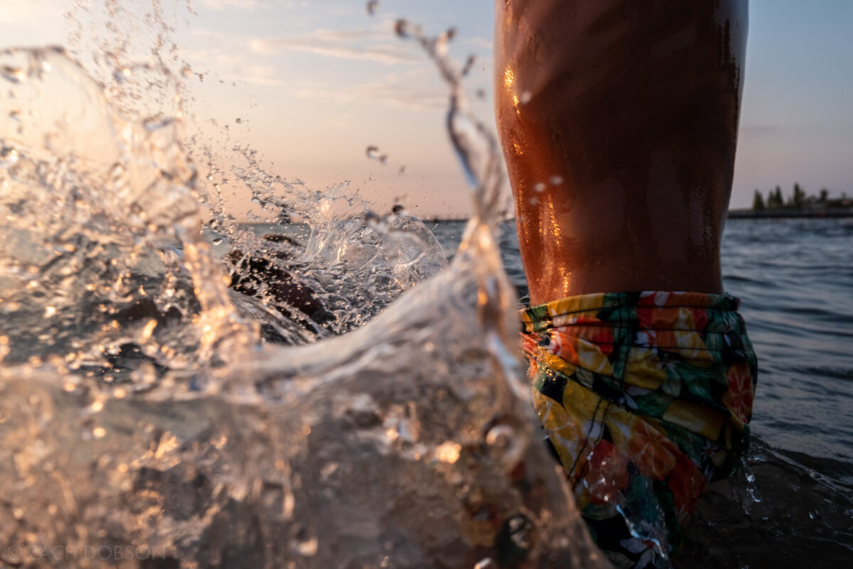 Playing in the water at Lake Michigan. How to take great photos at the beach