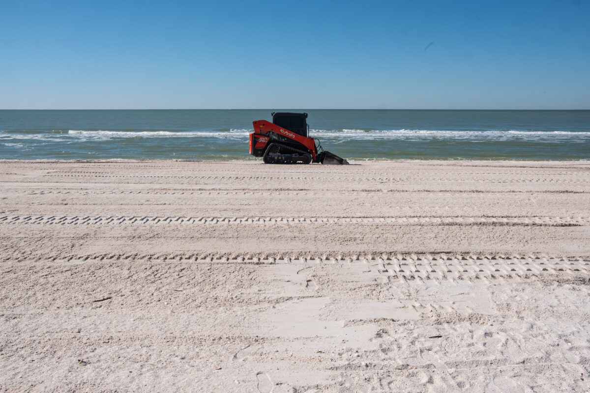 Shaping the beach continues years after a major hurricane. Bonita Springs, Florida.