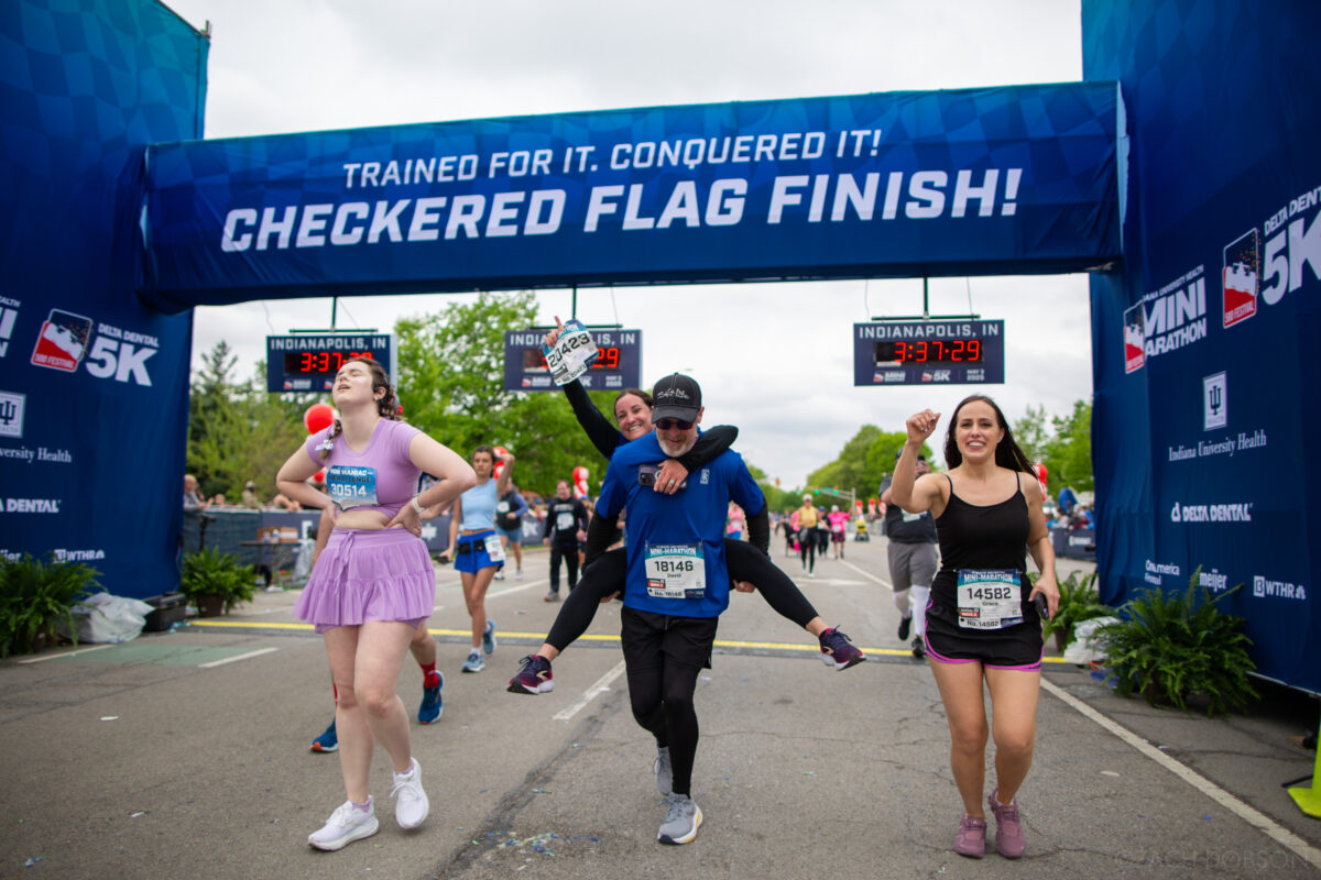 At the finish line of the 2025 Indiana University Health 500 Festival Mini Marathon in Indianapolis