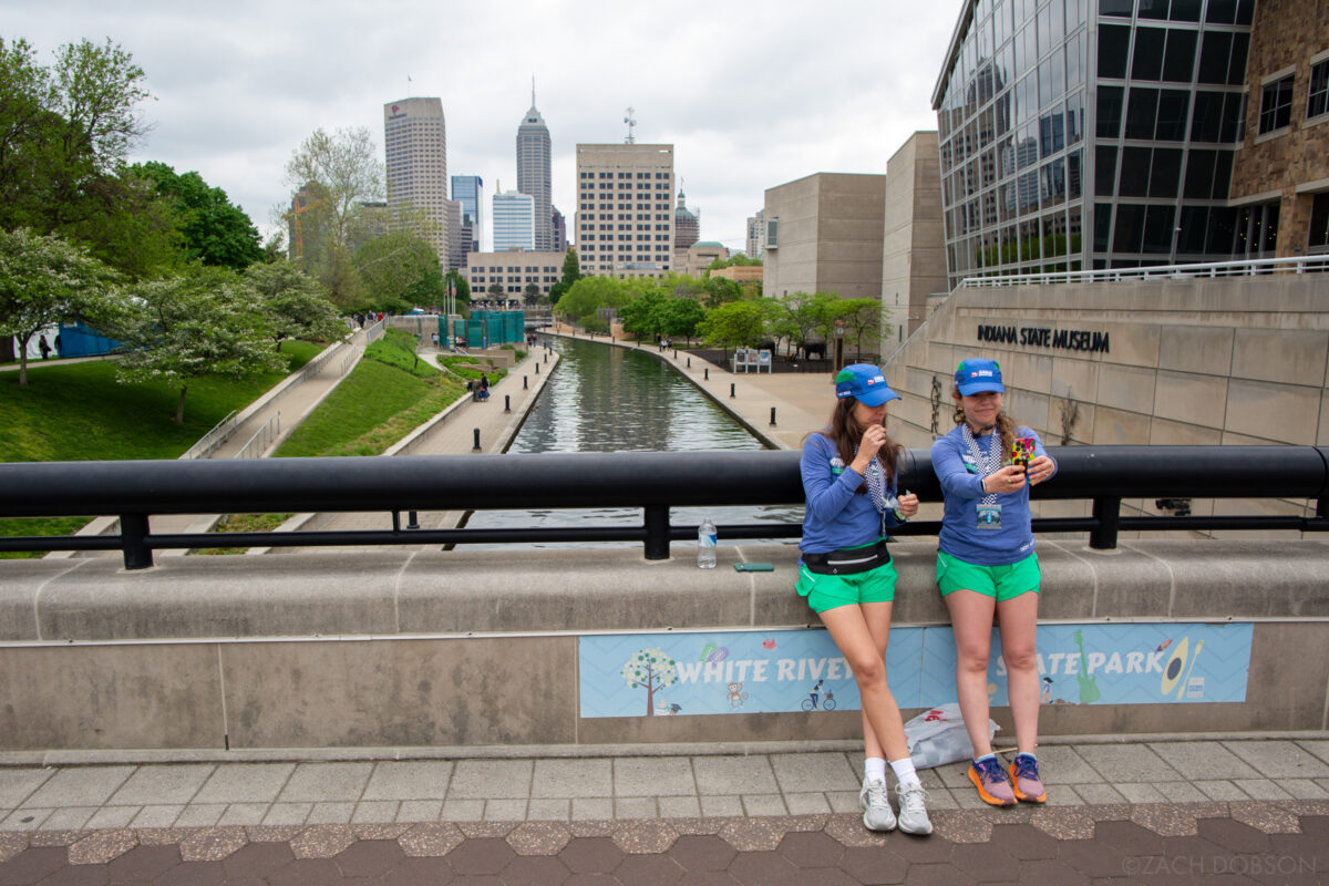 Taking a selfie by the canal in downtown Indianapolis after running the 500 Fest Mini-Marathon